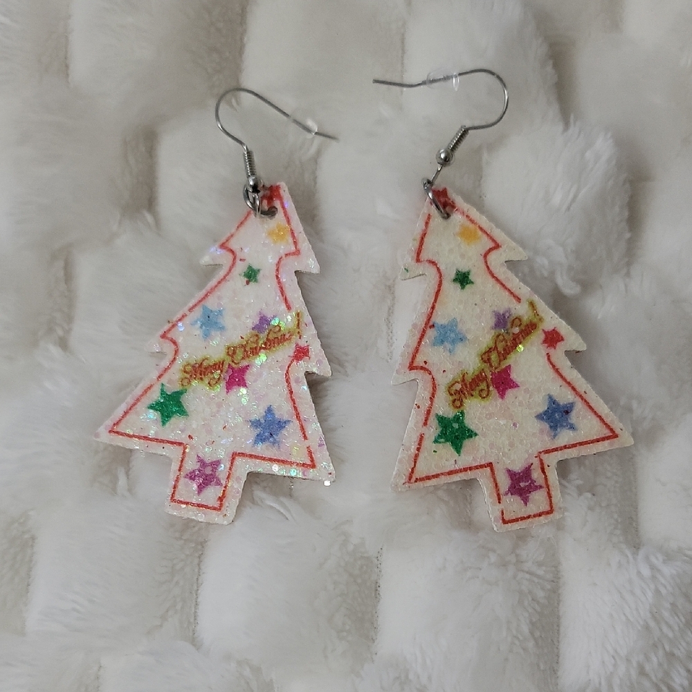 Festive Glittee Christmas Tree Earrings